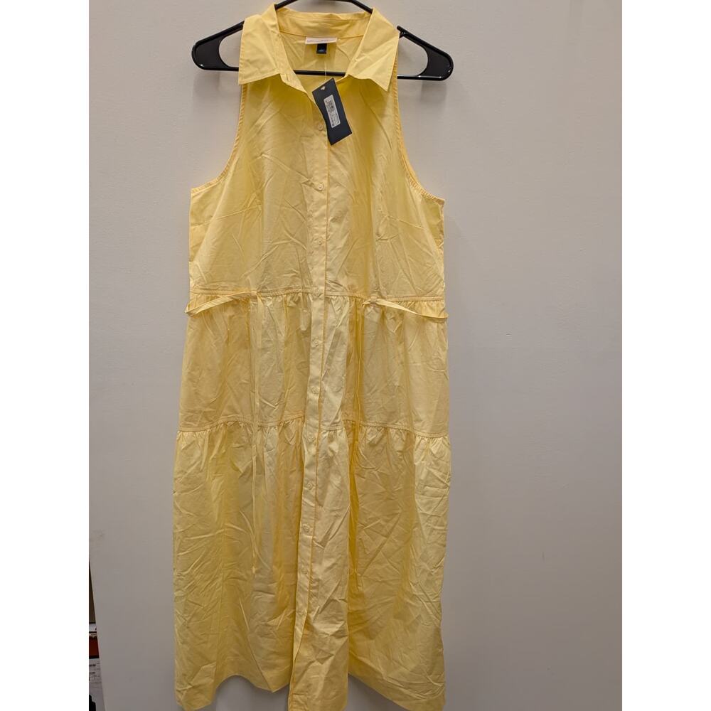 Universal Thread Women's Sleeveless Shirt Dress  Button Front Tiered Midi Dress